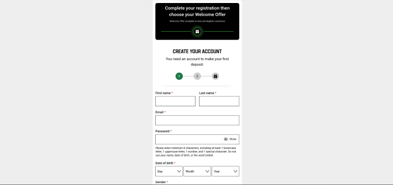 Registration form