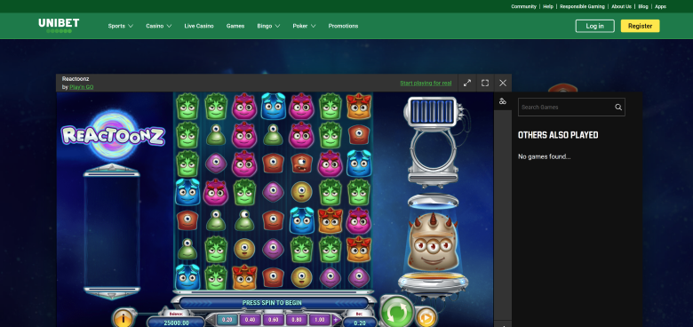 Unibet Casino Reactoonz
